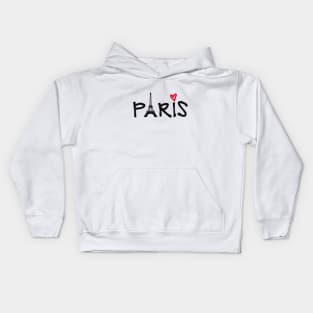 Paris with Eiffel tower and red heart Kids Hoodie